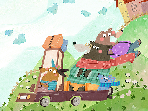 坐稳啦 狗狗司机发车啦（原创插画）