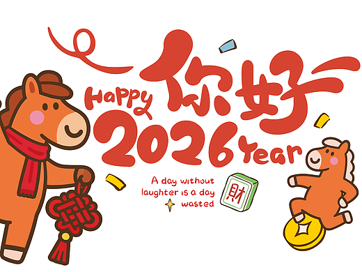 2026馬年插畫 你好2026（個(gè)人主頁-ZNzI5Njk4ODQ=） - IP形象 - 站酷設(shè)計(jì)師杰克Tao原創(chuàng)素材 - 站酷ZCOOL