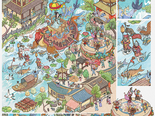 河伯出巡（個人主頁-ZNzI5NzQ5MDA=） - 商業(yè)插畫 - 站酷設(shè)計(jì)師方小野野原創(chuàng)素材 - 站酷ZCOOL