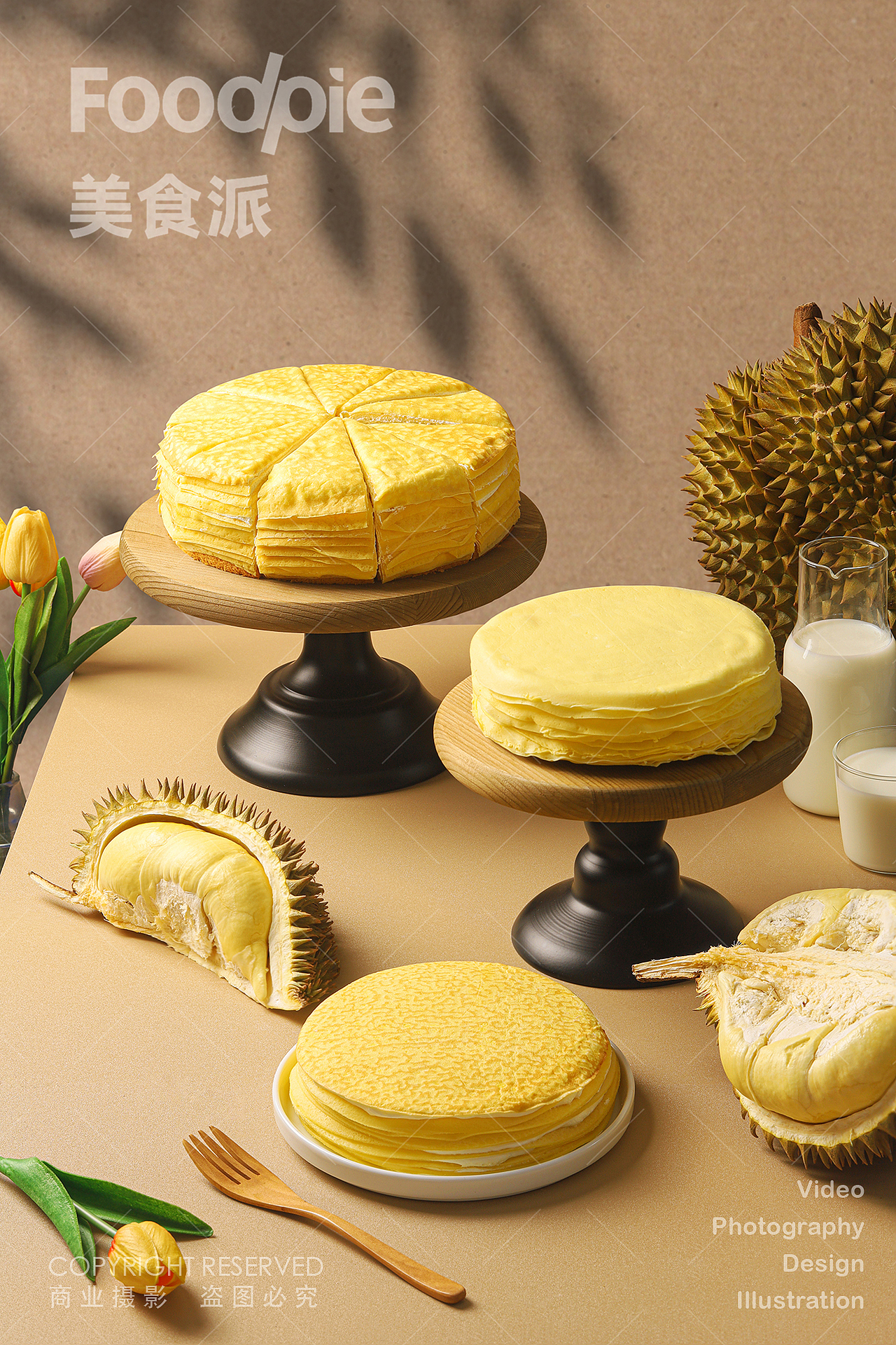 烘焙摄影 | 榴莲千层芒果可露丽西点 禾木记（图ZNDAwNzgyMDc2） - 美食摄影 - 站酷设计师美食派Foodpie原创素材 - 站酷ZCOOL