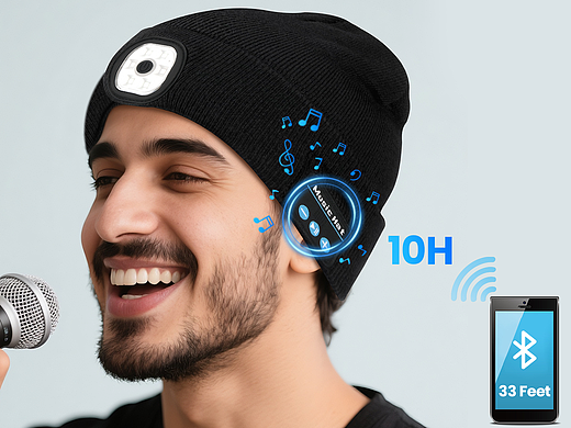 亚马逊主副图设计案例--led发光蓝牙音乐针织帽