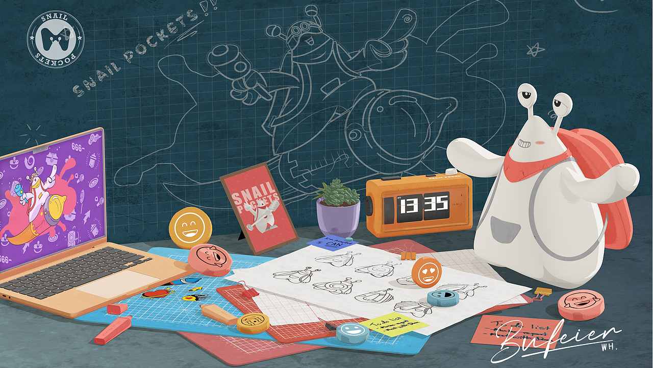 蜗牛口袋平台IP形象——小壳（图ZNDAwODYyNjY0） - IP形象 - 站酷设计师布feier原创素材 - 站酷ZCOOL