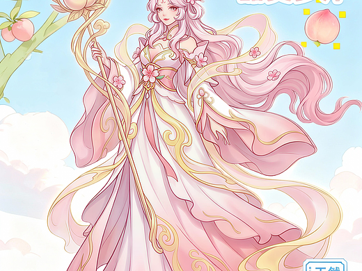 安宁白凤桃水果创意IP设计 