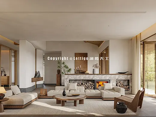 🌿侘寂风别墅客厅，把自然搬进家的高级感