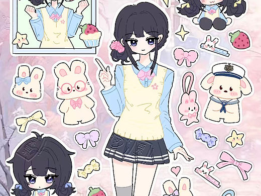 冬日jk少女贴纸