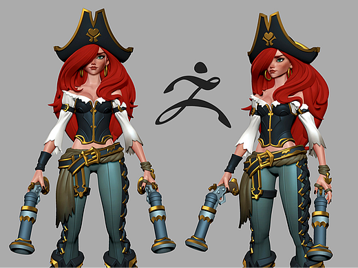 ZBrush英雄联盟赏金猎人·厄运小姐角色模型制作教程。