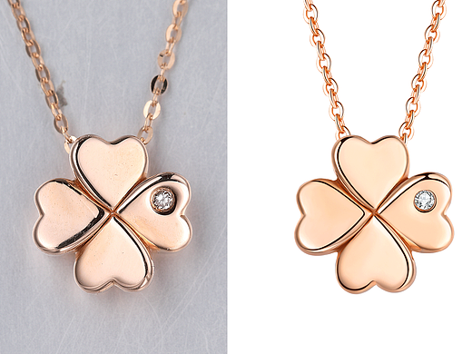 珠宝修图 I 四叶草玫瑰金吊坠精修