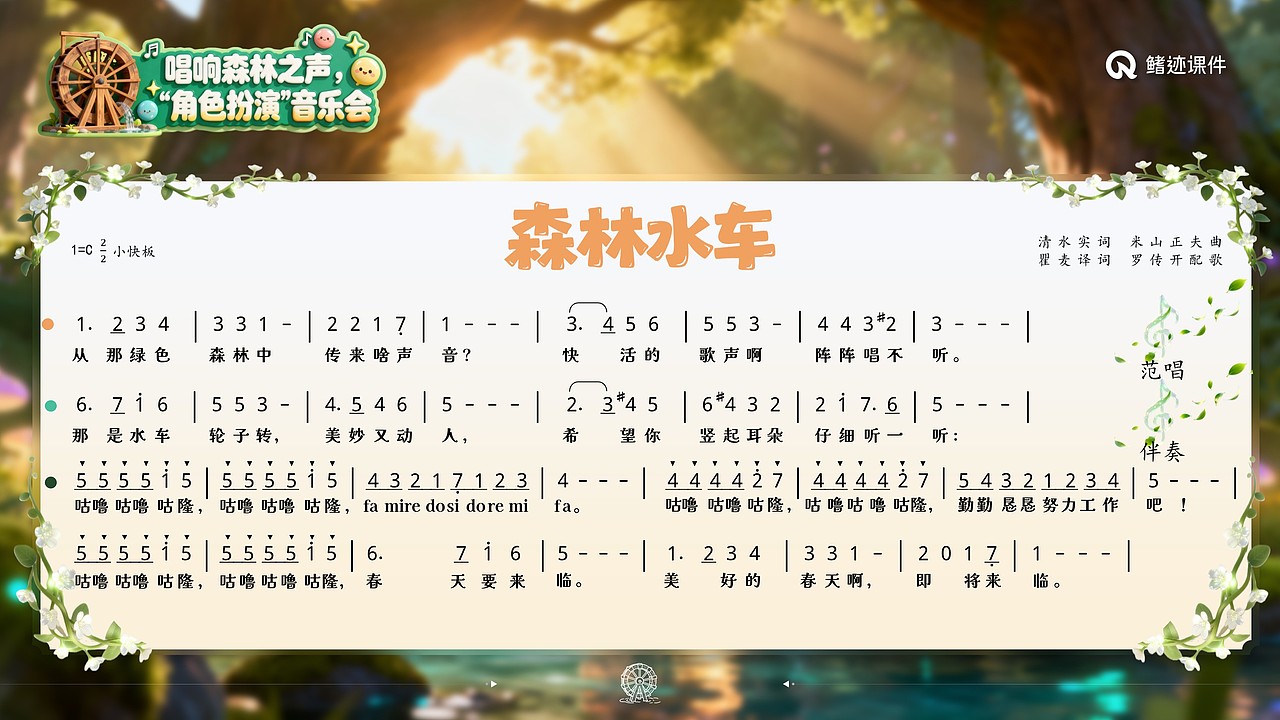 小学音乐公开课课件《森林水车》（图ZNDAwOTE1OTA0） - PPT/Keynote - 站酷设计师PPT世界原创素材 - 站酷ZCOOL