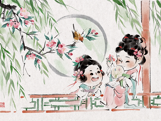 2025水墨风插画年终总结