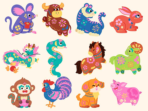 十二生肖剪紙風(fēng)插畫(huà)（個(gè)人主頁(yè)-ZNzI5ODk3MzY=） - 商業(yè)插畫(huà) - 站酷設(shè)計(jì)師兩條魚(yú)阿辛原創(chuàng)素材 - 站酷ZCOOL