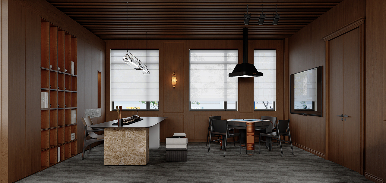 美式暗调台球厅（图ZNDAwOTUwNzM2） - 商业空间设计 - 站酷设计师小小堡o原创素材 - 站酷ZCOOL