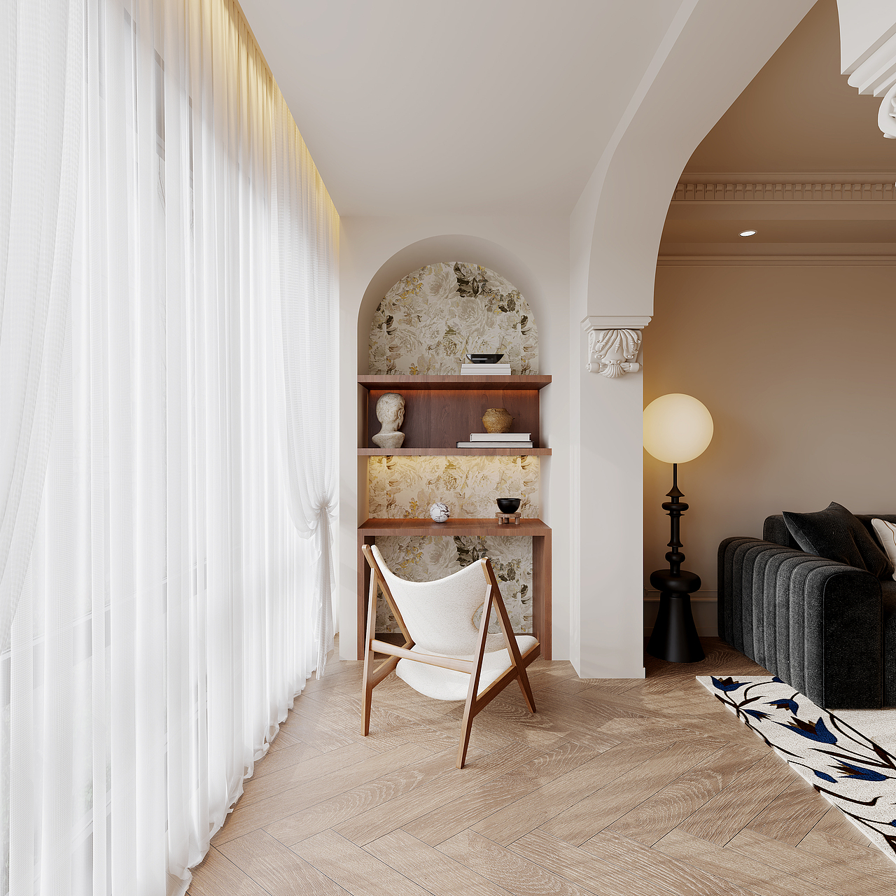 「轻法式复古：把浪漫揉进日常」住宅设计（图ZNDAwOTUxODc2） - 家装设计 - 站酷设计师是小巴菲呀原创素材 - 站酷ZCOOL