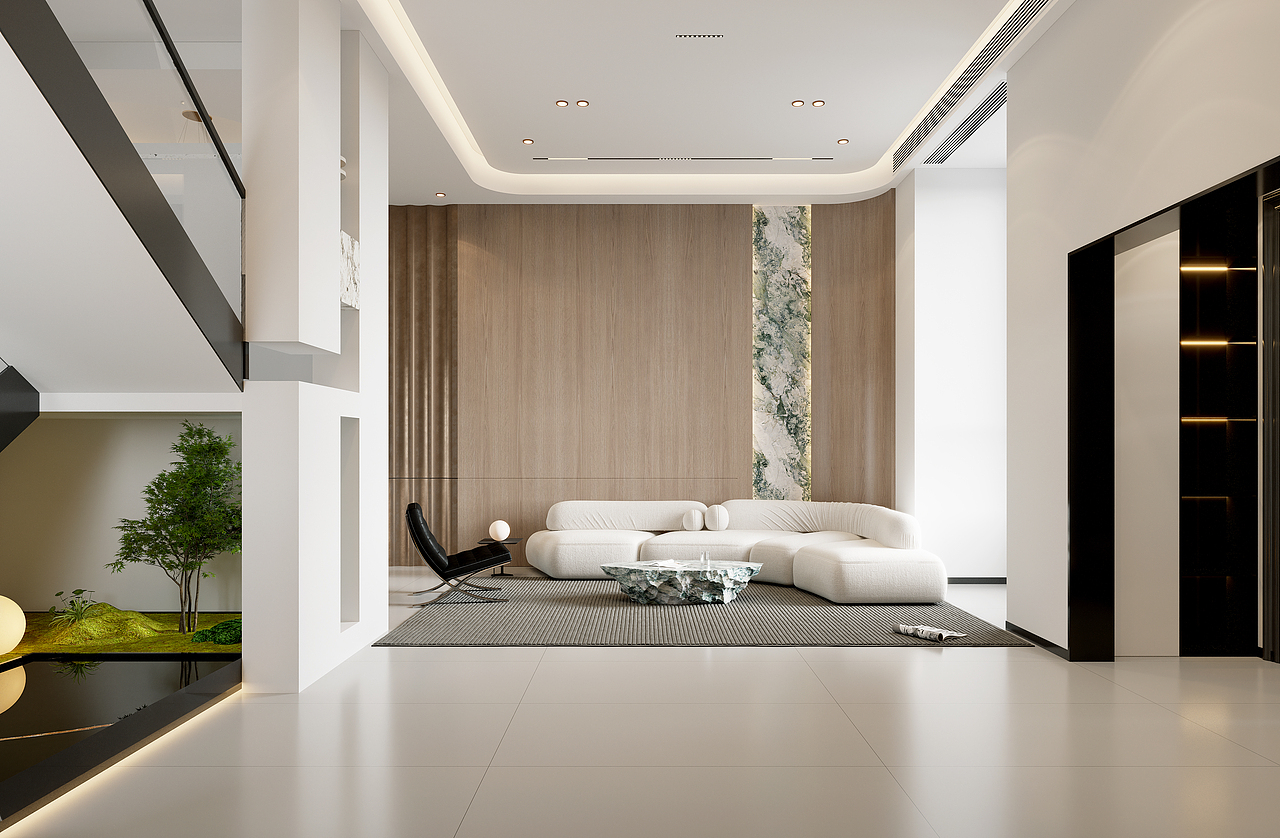 「极简・雅奢：把松弛感刻进别墅肌理」设计（图ZNDAwOTY2ODQ0） - 家装设计 - 站酷设计师是小巴菲呀原创素材 - 站酷ZCOOL