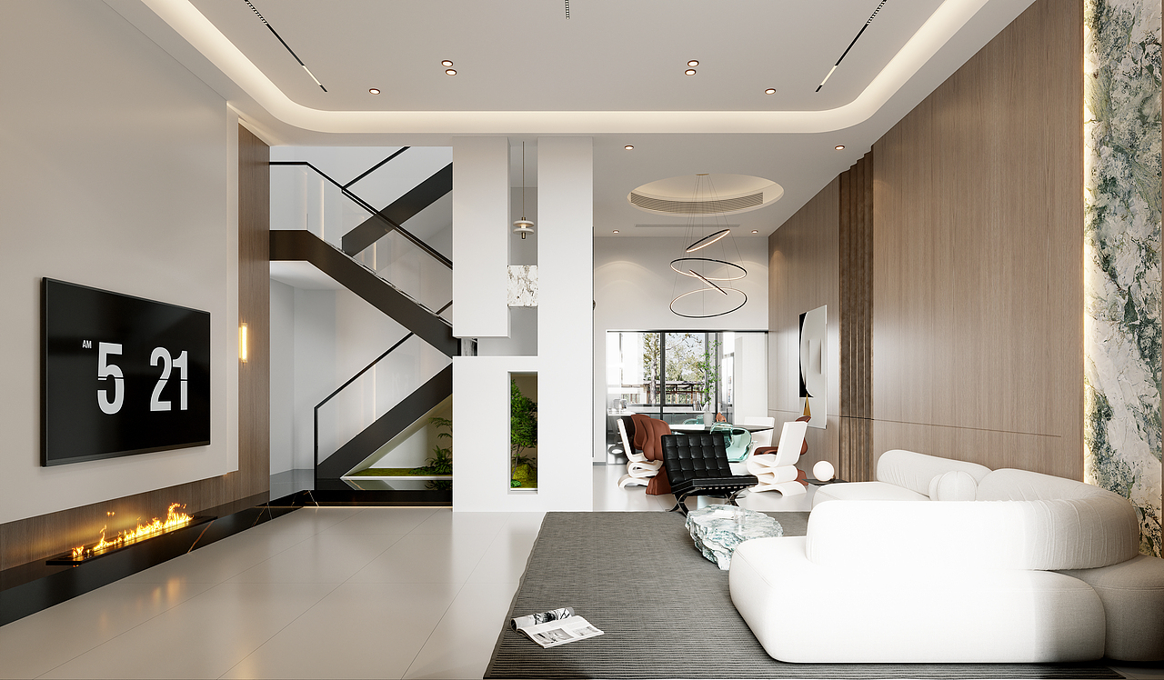 「极简・雅奢：把松弛感刻进别墅肌理」设计（图ZNDAwOTY2ODQw） - 家装设计 - 站酷设计师是小巴菲呀原创素材 - 站酷ZCOOL