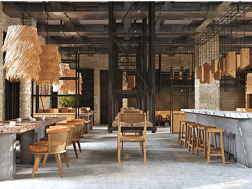 工业风格餐厅渲染