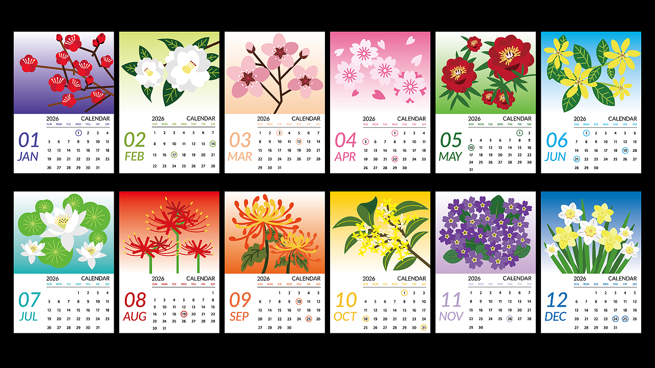Calendar 2026（图ZNDAxMDI2Mzcy） - 艺术插画 - 站酷设计师花卷erii原创素材 - 站酷ZCOOL