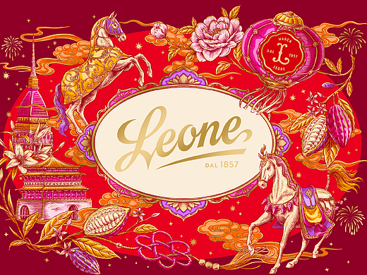 Leone蕾欧娜马年新春插画