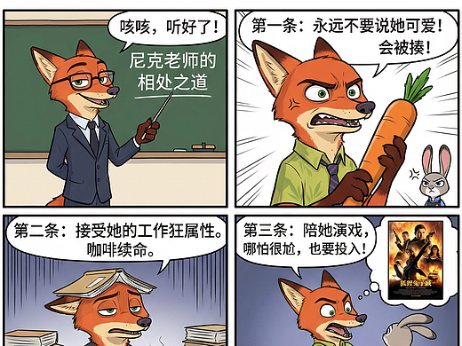 AI做的疯狂动物城漫画