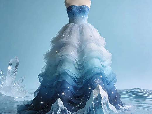 冰川蓝礼服裙设计