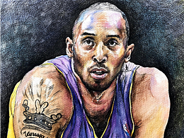 紀(jì)念科比~水性筆＋彩鉛組合繪畫