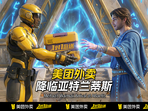 《美团外卖：降临亚特兰蒂斯》（个人主页-ZNzMwMDI4NTY=） - AI作品 - 站酷设计师星河AI原创素材 - 站酷ZCOOL