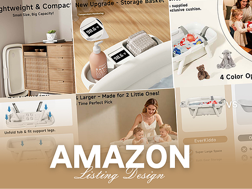 母婴用品 白色浴盆-Amazon亚马逊主副图A+设计案例