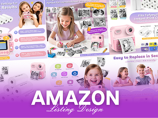 玩具类 黑白相机卷纸-Amazon亚马逊主副图设计案例