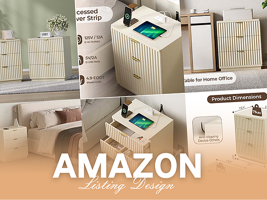 家居用品 三抽米白色-Amazon案例 亞馬遜主副圖A+設(shè)計