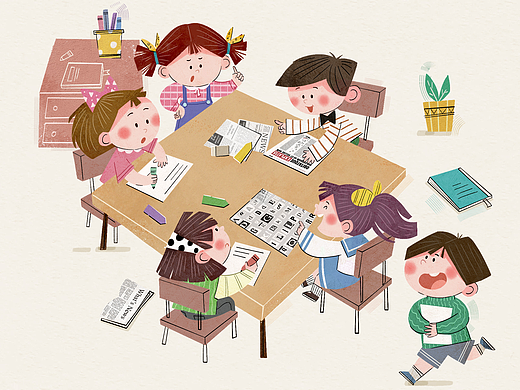 扁平风-小小辩论会（原创插画）