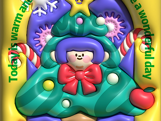 圣诞3D海报插画