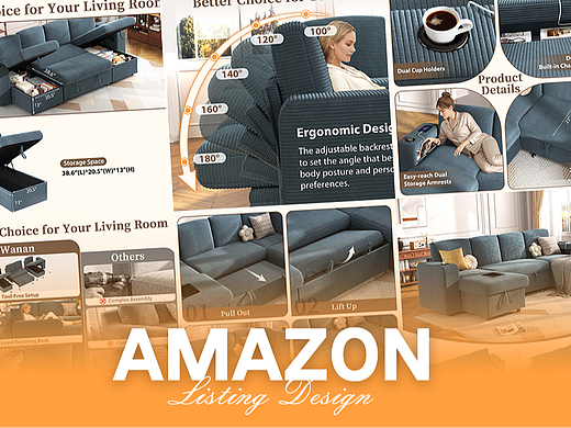 家居用品 条纹储物-Amazon案例 亚马逊主副图A+设计