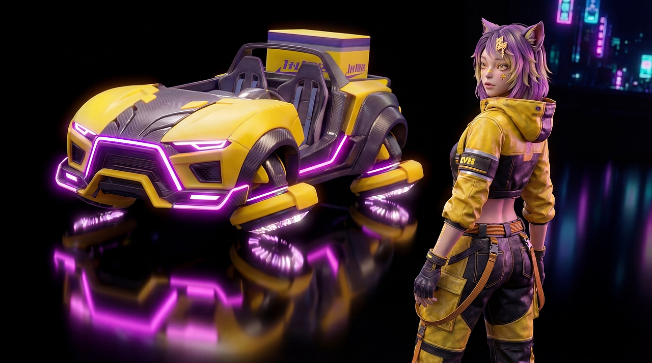 赛博霓虹里的美团一对一急送：星芒稳护，波点速达（图ZNDAxMTc4NDYw） - AI作品 - 站酷设计师丸子勇气之龙原创素材 - 站酷ZCOOL