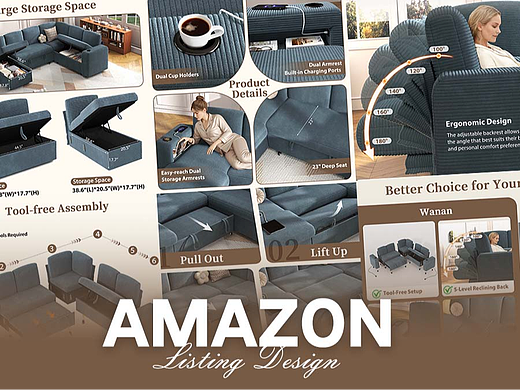 家居用品 条纹储物-Amazon案例 亚马逊主副图A+设计