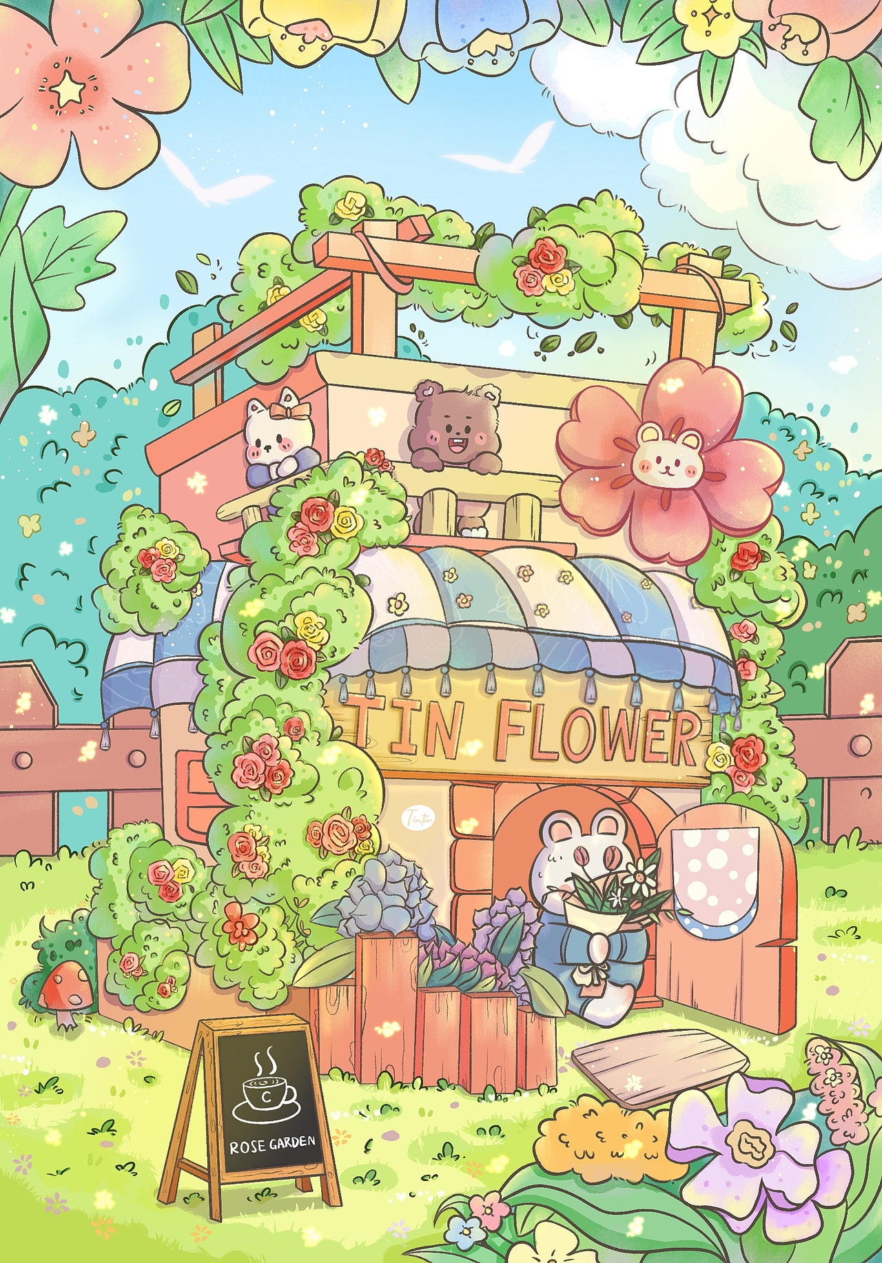 🌸原创小场景 | 花花小铺的春日甜梦（图ZNDAxMjA2MjQw） - 商业插画 - 站酷设计师樂布叮原创素材 - 站酷ZCOOL