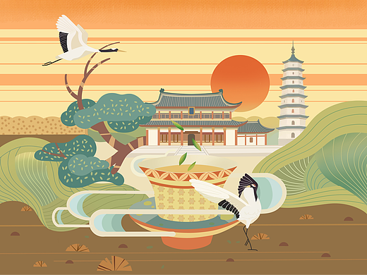 瑞安清明早茶插画