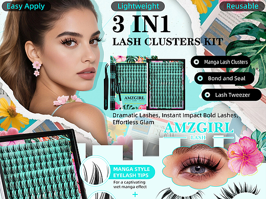3 IN1 LASH CLUSTERS KIT（个人主页-ZNzMwMTg4NTI=） - 电商 - 站酷设计师紫灵儿原创素材 - 站酷ZCOOL