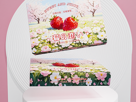 绝美的草莓礼盒｜水果包装设计