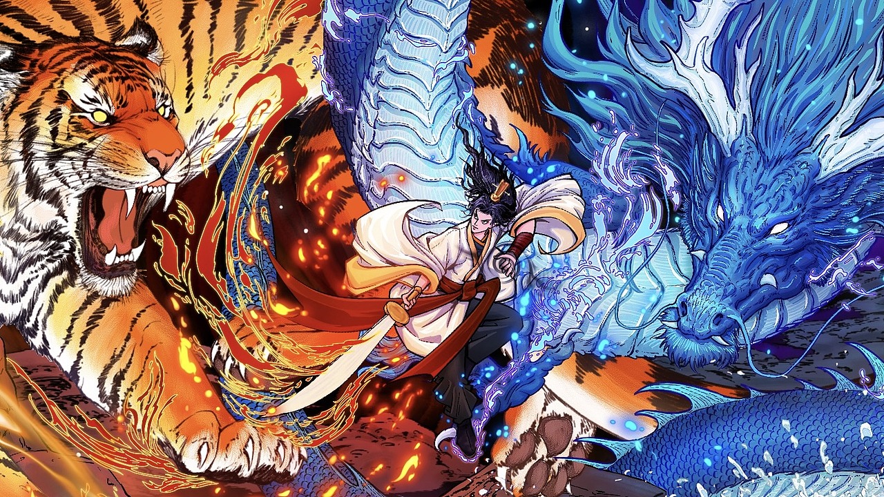 伏恶虎•斩蛟龙（图ZNDAxMjc3NTI0） - 商业插画 - 站酷设计师清敏原创素材 - 站酷ZCOOL