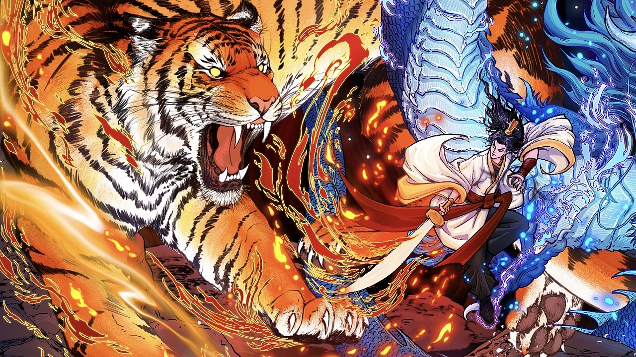 伏恶虎•斩蛟龙（图ZNDAxMjc3NTI4） - 商业插画 - 站酷设计师清敏原创素材 - 站酷ZCOOL