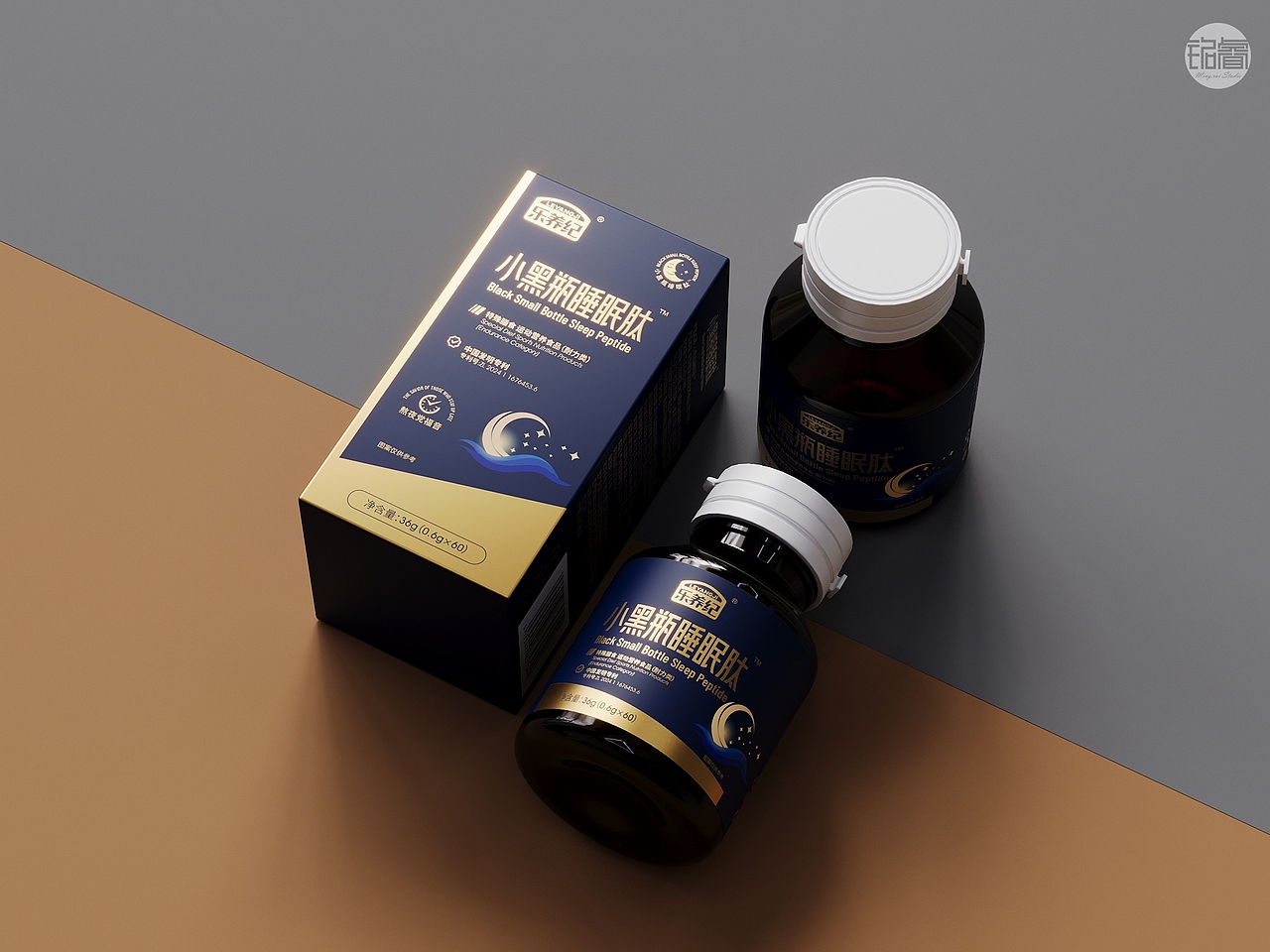 保健品包装设计小黑瓶睡眠肽包装设计 | 铭睿益创（图ZNDAxMjgxMzEy） - 包装 - 站酷设计师刘益铭原创素材 - 站酷ZCOOL