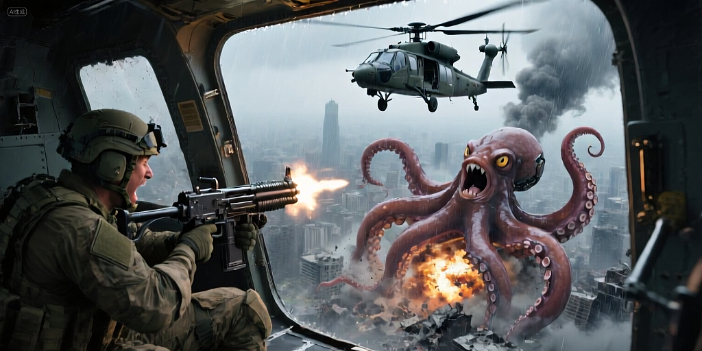 凶猛机械章鱼进攻城市（图ZNDAxMzA2NjY0） - 海报 - 站酷设计师锋计原创素材 - 站酷ZCOOL