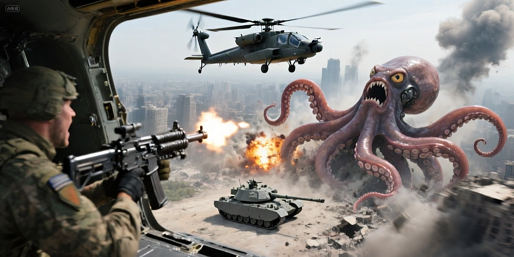 凶猛机械章鱼进攻城市（图ZNDAxMzA2Njc2） - 海报 - 站酷设计师锋计原创素材 - 站酷ZCOOL