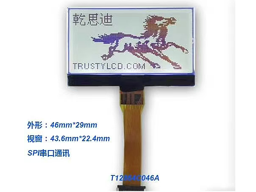 1.9英寸128x64图形点阵COG工艺显示屏 SPI 串口通讯 