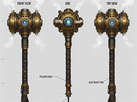 道具原画黑科技：草图秒变三视图，3D 建模师跪求的原画拆解术