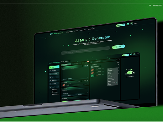 海外高端网站设计：AI music 生成器 web端页面展示