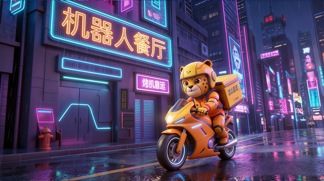 《跨次元急送》 一次外卖，穿越两个世界（图ZNDAxMzg2NzY0） - AI作品 - 站酷设计师阿豆AIGC原创素材 - 站酷ZCOOL