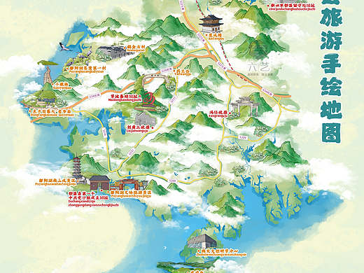 都昌县旅游手绘地图