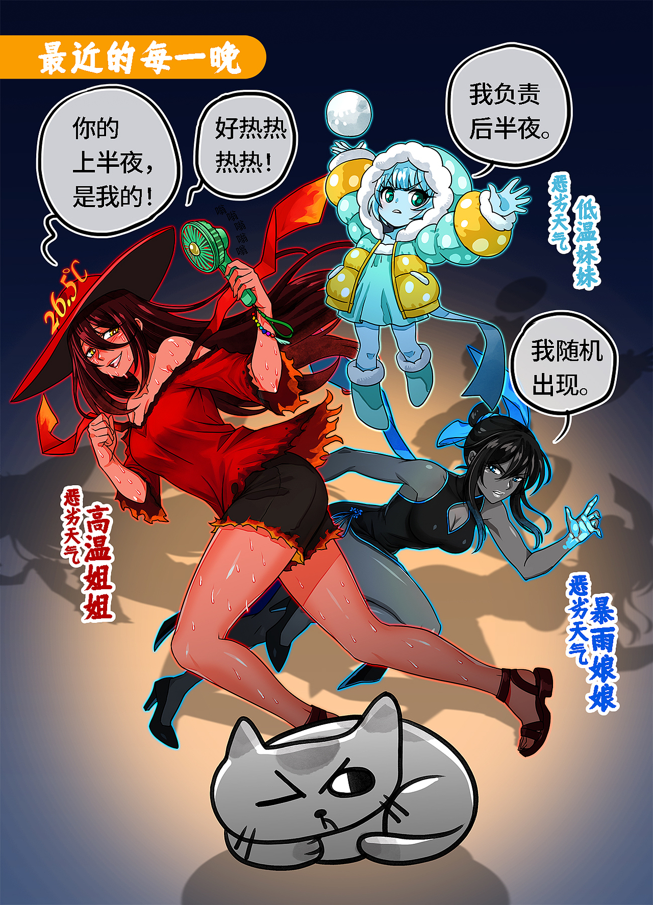 哇嚓喵·真实的广东天气（图ZNDAxNDAzNTA0） - 单幅漫画 - 站酷设计师Gwemo鸡毛原创素材 - 站酷ZCOOL