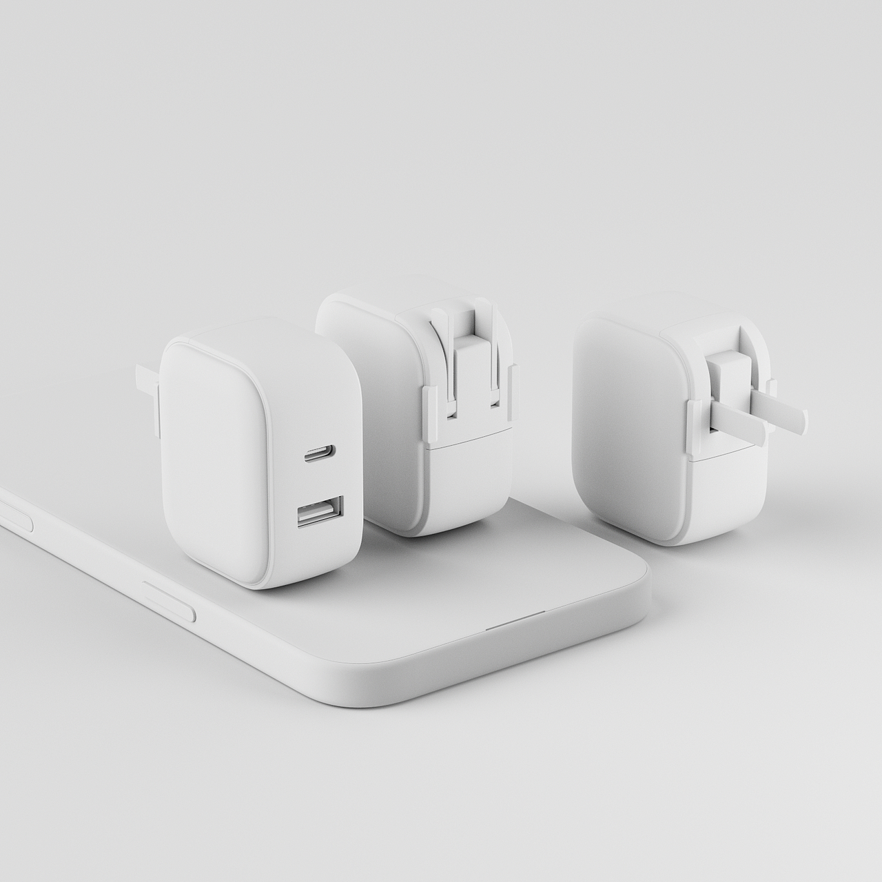 一套双口快充充电头的建模渲染（图ZNDAxNDExODI0） - 产品 - 站酷设计师设计师阿祯原创素材 - 站酷ZCOOL