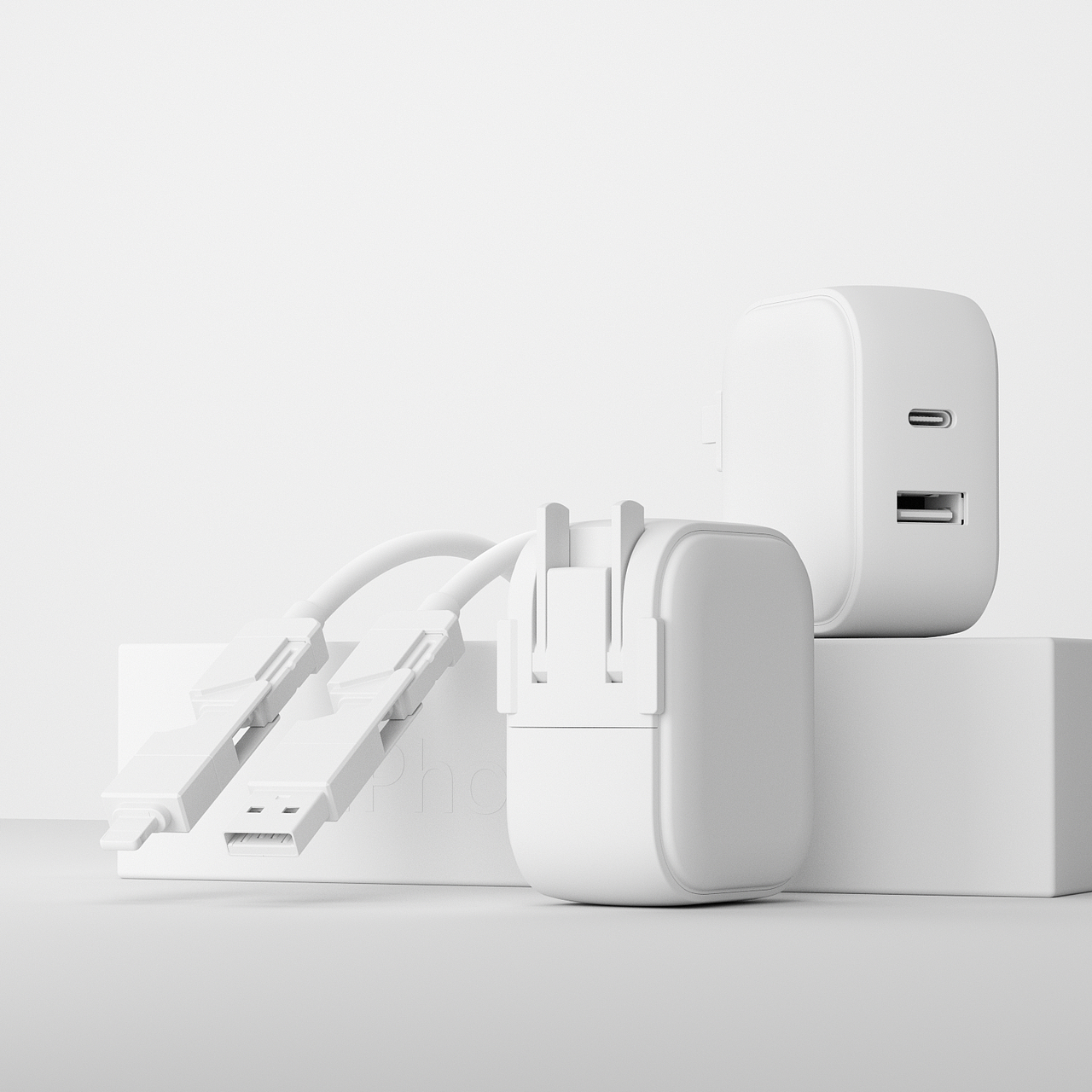 一套双口快充充电头的建模渲染（图ZNDAxNDExODMy） - 产品 - 站酷设计师设计师阿祯原创素材 - 站酷ZCOOL